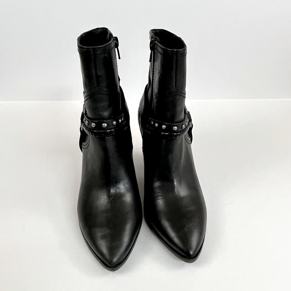 Lucky Brand Majoko Black Leather Harness Boot Heeled Bootie Women’s Size 6 - Picture 2 of 15